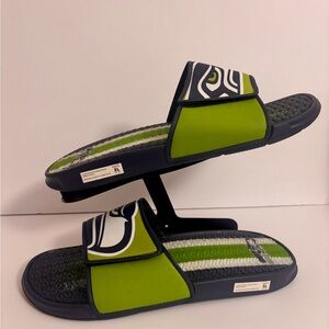 Men's Slide Sandals in Lime Green and Navy